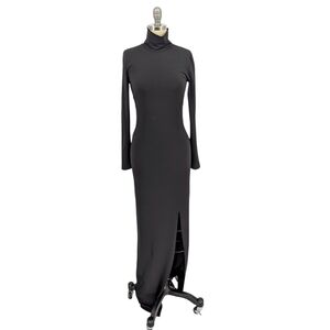 00007 H&M Turtleneck Cut Out Back Maxi Dress Black Size XSmall casual punk goth